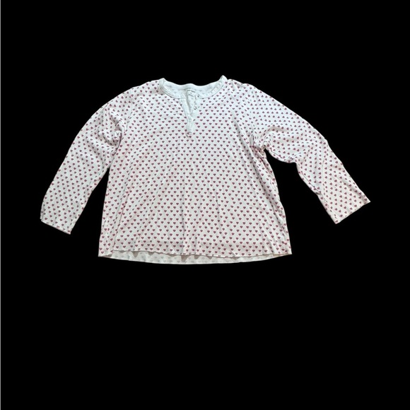 COPY - Roller Rabbit Hearts  Pajama TOP
White with pink L - Picture 1 of 5